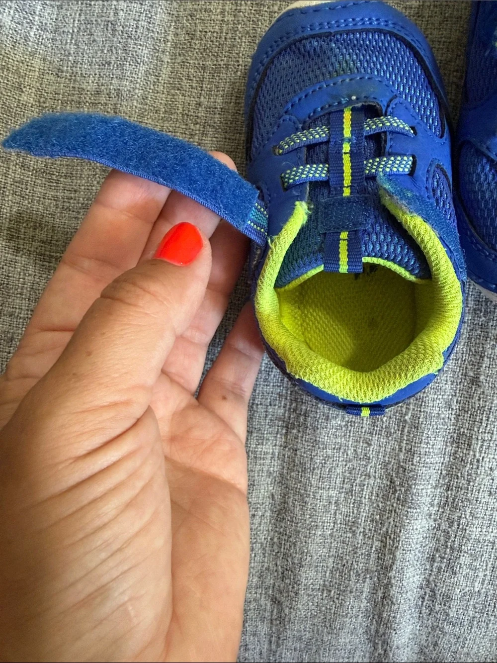 Stride Rite Blue and Neon Green Toddler Athletic Sneakers